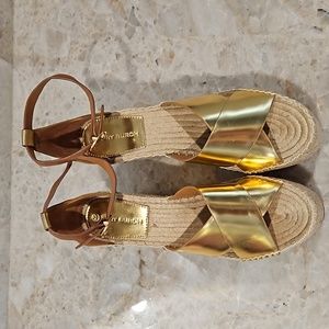 Gold Tory Burch Wedge espadrilles